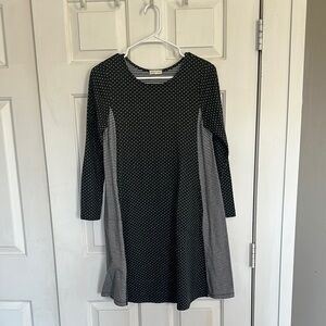 Occasionally Made grey and white polka dot and striped dress size medium